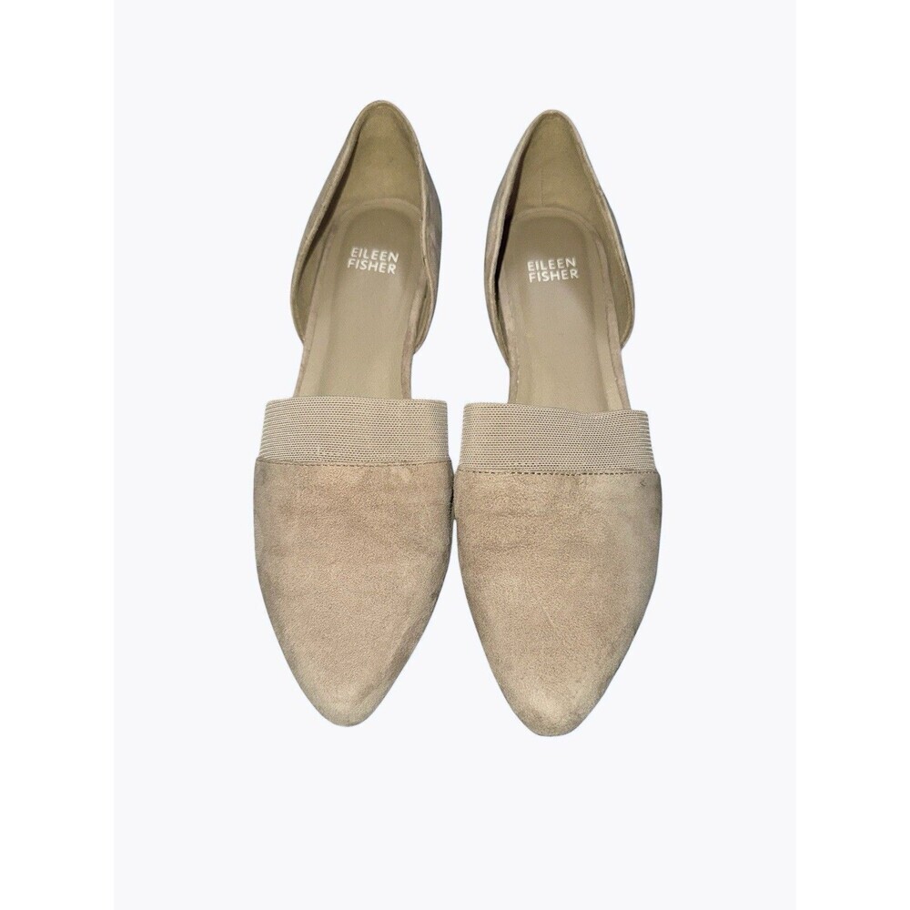 Eileen Fisher Hilly D’Orsay Suede Pumps Heels Pointed Toe Neutral Beige Taupe 8 - Picture 3 of 10
